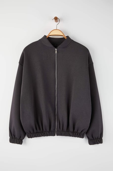 Trendyol Curve Damen Grau Einfarbig Lang Oversize Große Größen Sweatshirts - Image 4