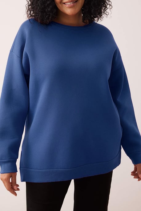 Trendyol Curve Damen Dunkelblau Einfarbig Lang Oversize Große Größen Sweatshirts - Image 2