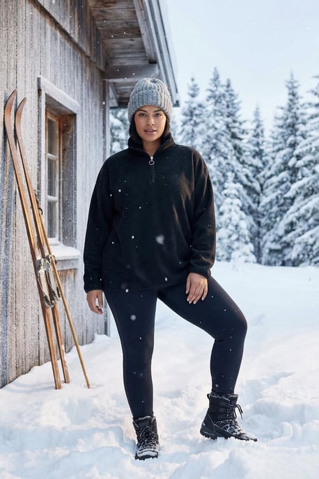 Trendyol Curve Damen Schwarz Einfarbig Lang Oversize Große Größen Sweatshirts - Image 1