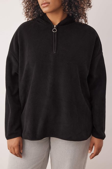 Trendyol Curve Damen Schwarz Einfarbig Lang Oversize Große Größen Sweatshirts - Image 3
