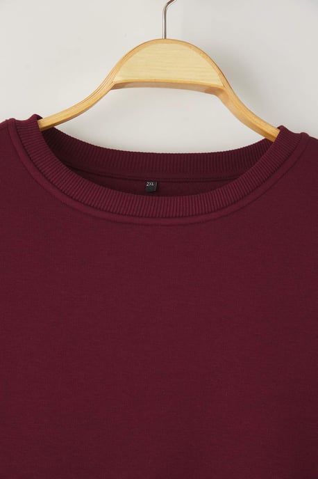 Trendyol Curve Damen Bordeaux Einfarbig Lang Oversize Große Größen Sweatshirts - Image 5
