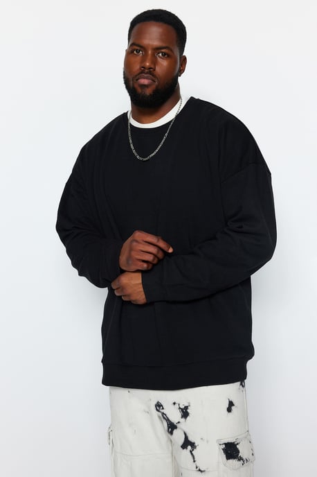 TRENDYOL MAN Herren Schwarz Tropisch Lang Oversize Große Größen Sweatshirts - Image 2