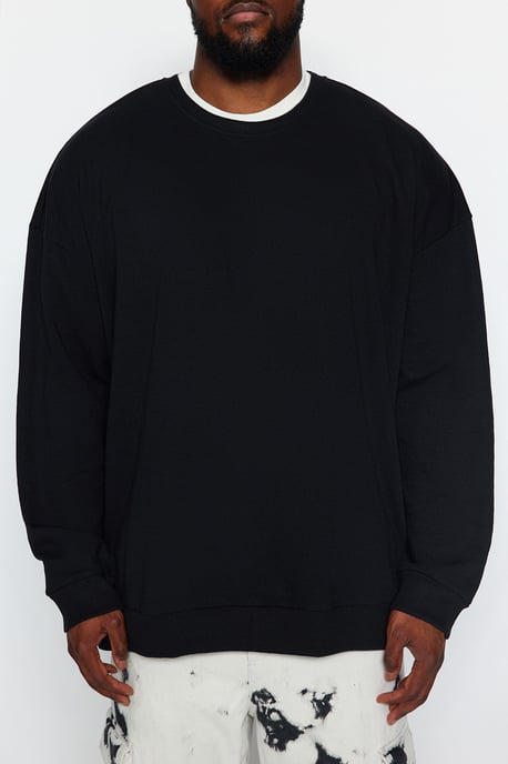 TRENDYOL MAN Herren Schwarz Tropisch Lang Oversize Große Größen Sweatshirts - Image 3