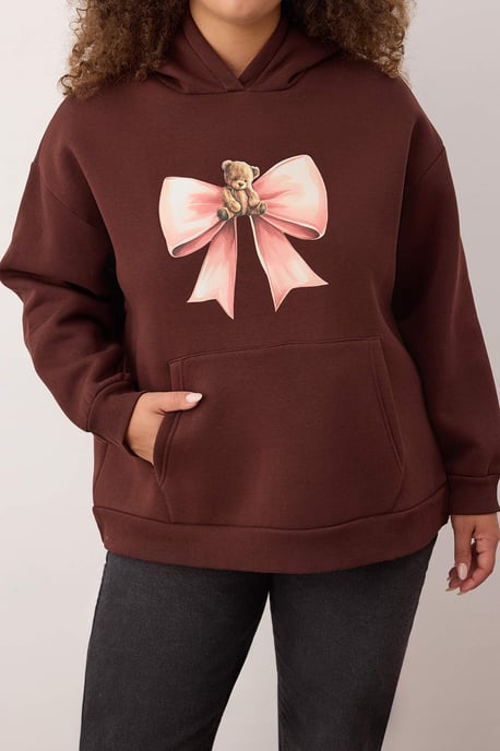 Trendyol Curve Damen Braun Animal-Print Lang Oversize Große Größen Sweatshirts - Image 2