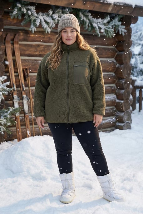 Trendyol Curve Damen Khaki Einfarbig Lang Oversize Große Größen Sweatshirts - Image 1