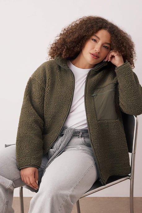 Trendyol Curve Damen Khaki Einfarbig Lang Oversize Große Größen Sweatshirts - Image 2
