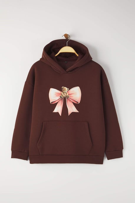 Trendyol Curve Damen Braun Animal-Print Lang Oversize Große Größen Sweatshirts - Image 5