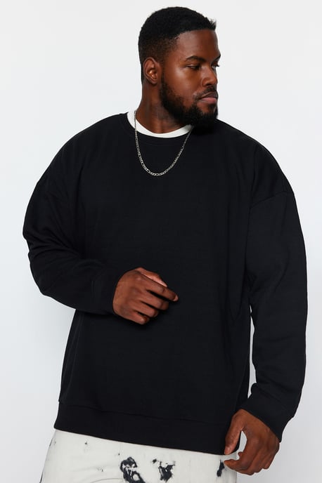 TRENDYOL MAN Herren Schwarz Tropisch Lang Oversize Große Größen Sweatshirts - Image 6