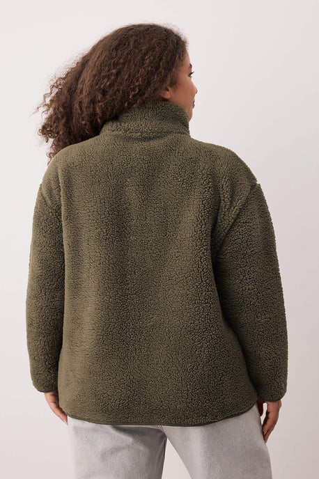 Trendyol Curve Damen Khaki Einfarbig Lang Oversize Große Größen Sweatshirts - Image 4