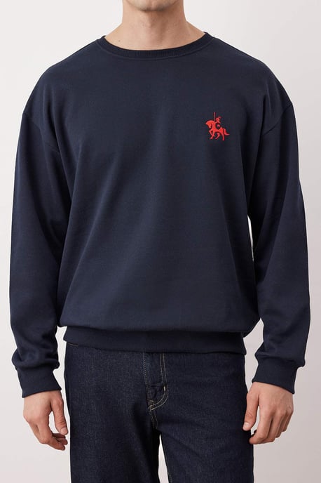 TRENDYOL MAN Herren Dunkelblau Animal-Print Lang Oversize Sweatshirts - Image 2