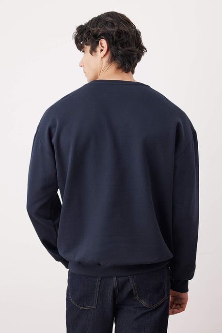 TRENDYOL MAN Herren Dunkelblau Animal-Print Lang Oversize Sweatshirts - Image 3