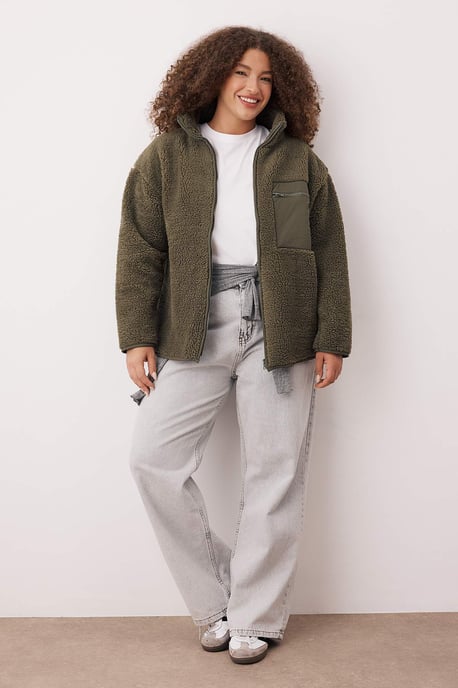 Trendyol Curve Damen Khaki Einfarbig Lang Oversize Große Größen Sweatshirts - Image 6
