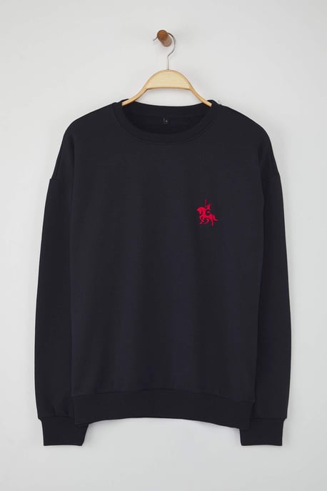 TRENDYOL MAN Herren Dunkelblau Animal-Print Lang Oversize Sweatshirts - Image 5