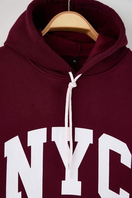 Trendyol Curve Damen Bordeaux Grafik Lang Regular Fit Große Größen Sweatshirts - Image 5