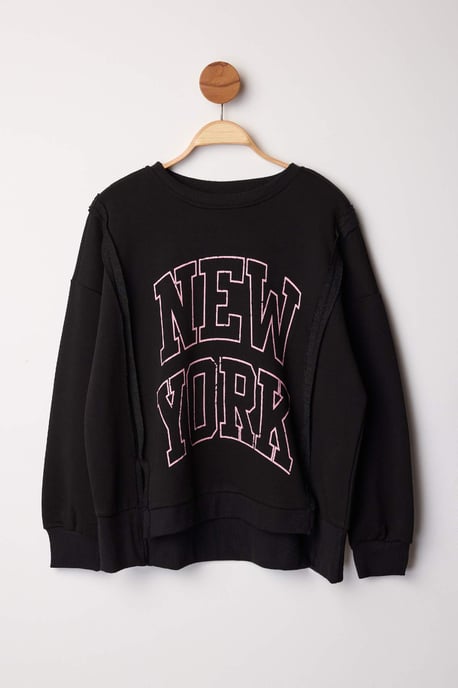 Trendyol Curve Damen Schwarz Slogan Lang Relaxed Fit Große Größen Sweatshirts - Image 4