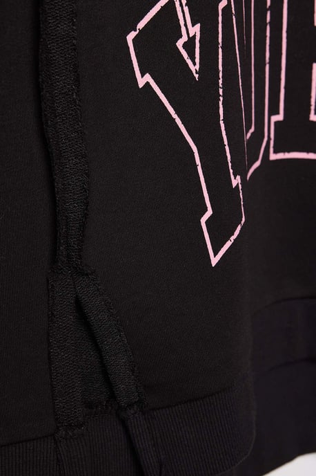 Trendyol Curve Damen Schwarz Slogan Lang Relaxed Fit Große Größen Sweatshirts - Image 5