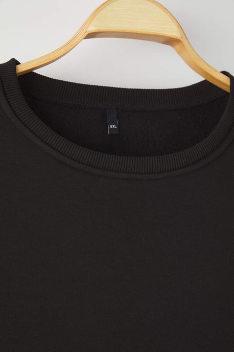 Trendyol Curve Damen Schwarz Einfarbig Lang Oversize Große Größen Sweatshirts - Image 5