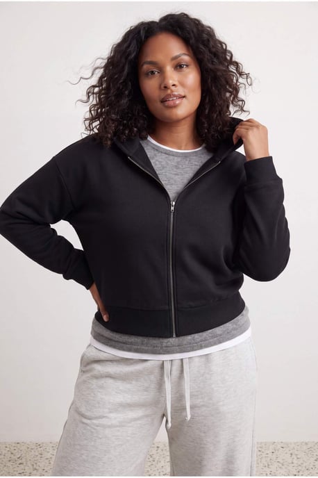 Trendyol Curve Damen Schwarz Einfarbig Lang, Regular Fit Große Größen Sweatshirts - Image 3