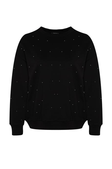 Trendyol Curve Damen Schwarz Einfarbig Lang Oversize Große Größen Sweatshirts - Image 5