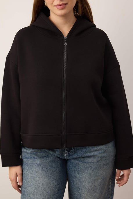 Trendyol Curve Damen Schwarz Einfarbig 3/4-Arm Oversize Große Größen Sweatshirts - Image 2