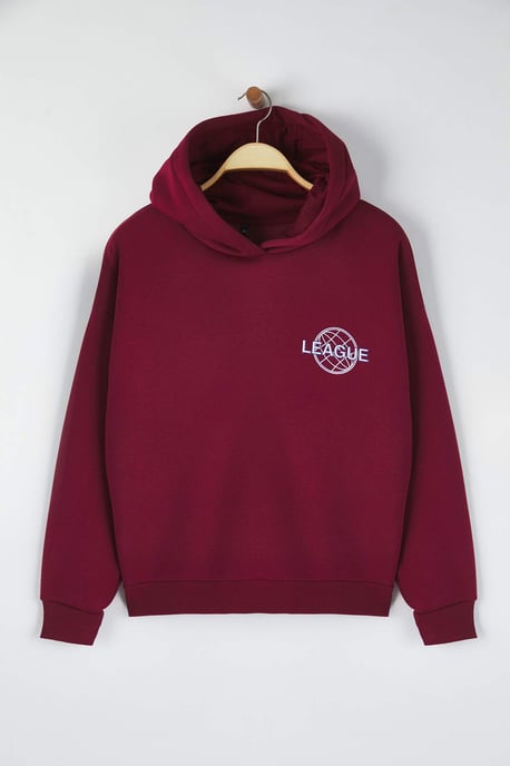 Trendyol Curve Damen Bordeaux Slogan Lang Relaxed Fit Große Größen Sweatshirts - Image 4