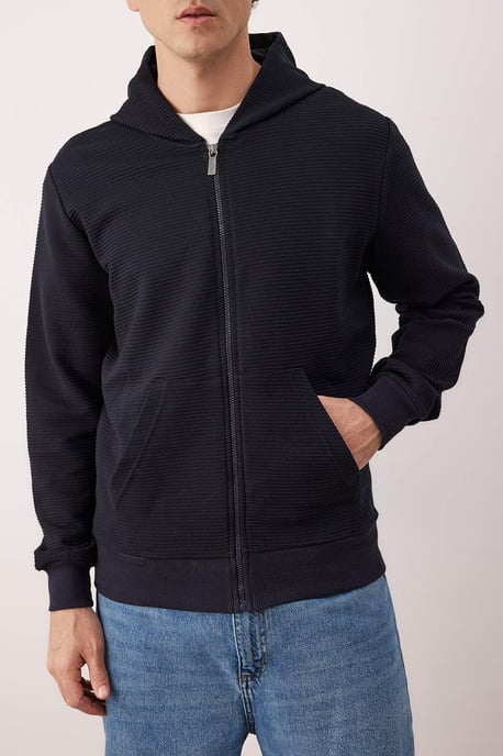 TRENDYOL MAN Herren Dunkelblau Einfarbig Lang Regular Fit Sweatshirts - Image 2