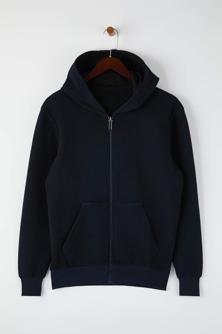 TRENDYOL MAN Herren Dunkelblau Einfarbig Lang Regular Fit Sweatshirts - Image 4