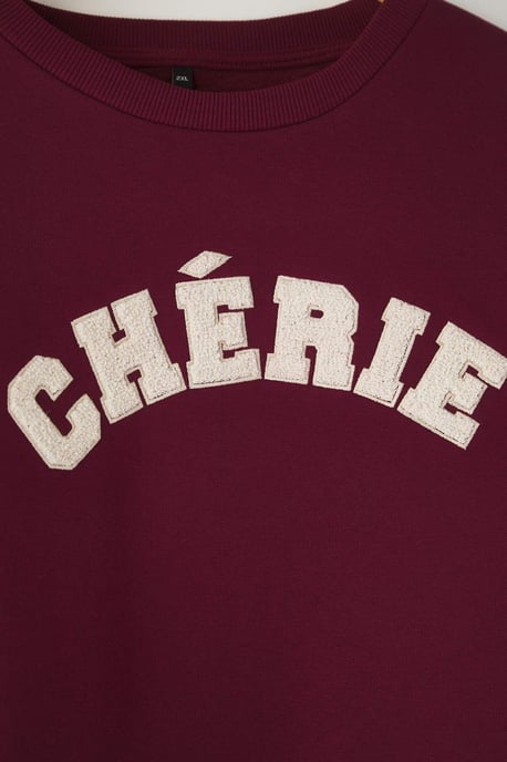 Trendyol Curve Damen Bordeaux Slogan Lang Oversize Große Größen Sweatshirts - Image 5