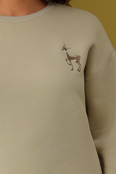 Trendyol Curve Damen Beige Animal-Print Lang Regular Fit Große Größen Sweatshirts - Image 2