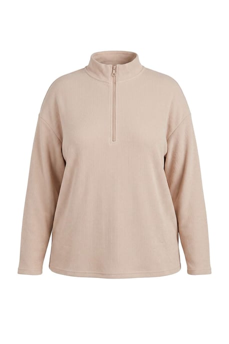 Trendyol Curve Damen Beige Einfarbig Lang Oversize Große Größen Sweatshirts - Image 3