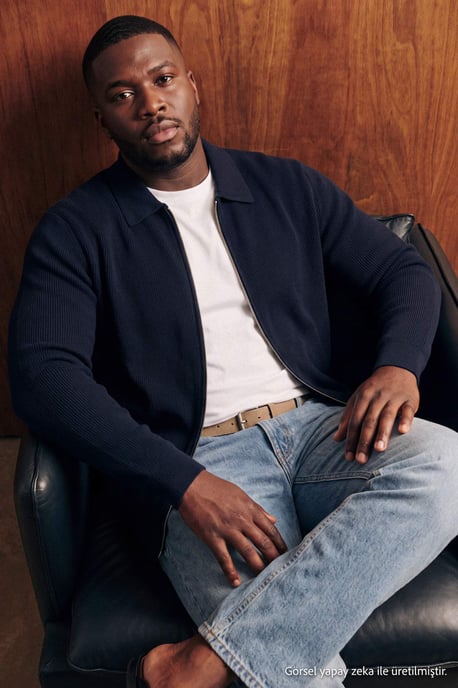 TRENDYOL MAN Herren Dunkelblau Einfarbig Lang Oversize Große Größen Sweatshirts - Image 1