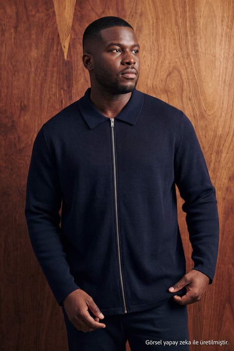 TRENDYOL MAN Herren Dunkelblau Einfarbig Lang Oversize Große Größen Sweatshirts - Image 2
