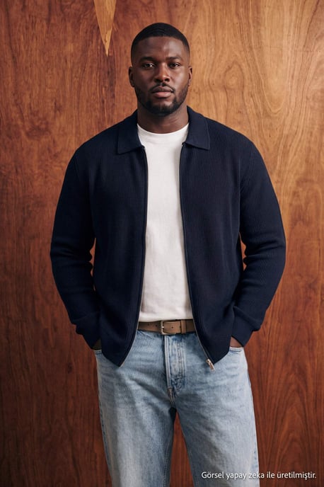 TRENDYOL MAN Herren Dunkelblau Einfarbig Lang Oversize Große Größen Sweatshirts - Image 6