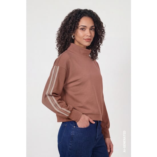 Monari Sweatshirt mit Streifen 810534 552 tiramisu - Image 2