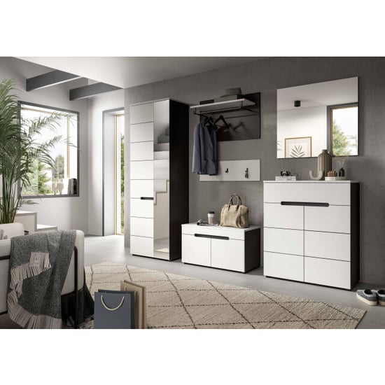 Furnilux Flurpaneel weiße Garderobe mit Ablagefach und Haken 80x73x27 cm - Image 2