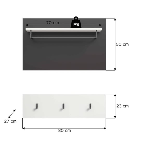 Furnilux Flurpaneel weiße Garderobe mit Ablagefach und Haken 80x73x27 cm - Image 4