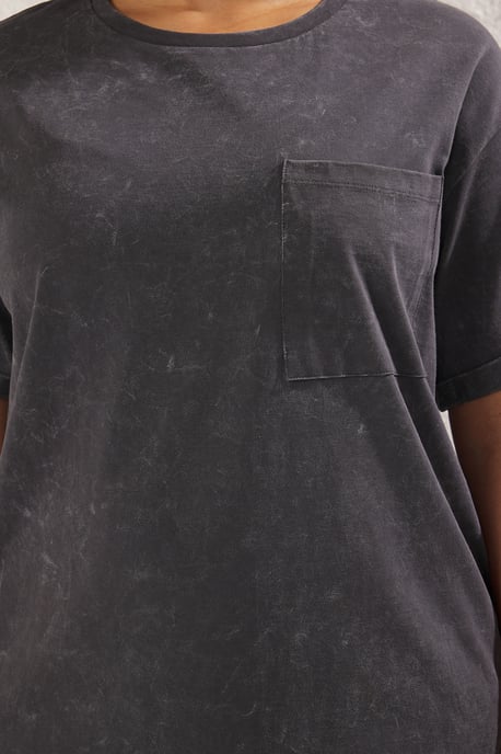 Trendyol Curve Damen Grau Einfarbig Kurz / Mini Kurz Casual T-Shirt Kleid Große Größen Kleid - Image 3