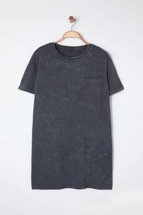 Trendyol Curve Damen Grau Einfarbig Kurz / Mini Kurz Casual T-Shirt Kleid Große Größen Kleid - Image 5