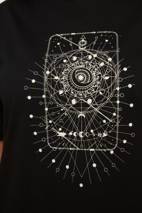 Trendyol Curve Damen Schwarz Geometrisches Muster Kurz / Mini Kurz Casual T-Shirt Kleid Große Größen Kleid - Image 3