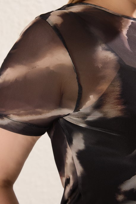 Trendyol Curve Damen Mehrfarbig Animal-Print Midi Kurz Casual T-Shirt Kleid Große Größen Kleid - Image 3