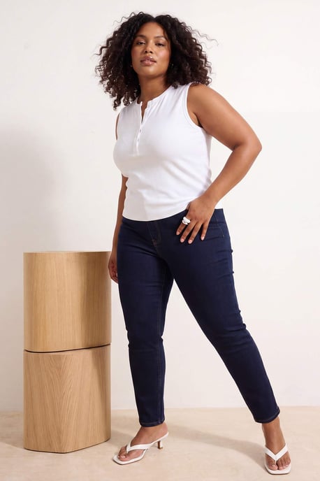 Trendyol Curve Damen Dunkelblau Einfarbig Skinny Hohe Taille Große Größen Jeans - Image 6