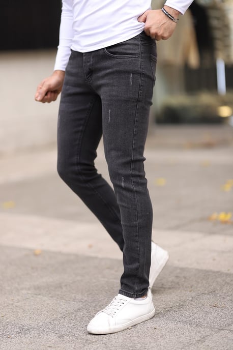 TRENDYOL MAN Herren Grau Einfarbig Skinny Normale Taille Jeans - Image 4