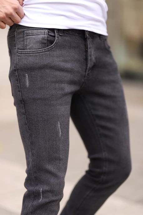 TRENDYOL MAN Herren Grau Einfarbig Skinny Normale Taille Jeans - Image 6