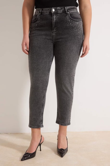 Trendyol Curve Damen Grau Einfarbig Skinny Hohe Taille Große Größen Jeans - Image 2