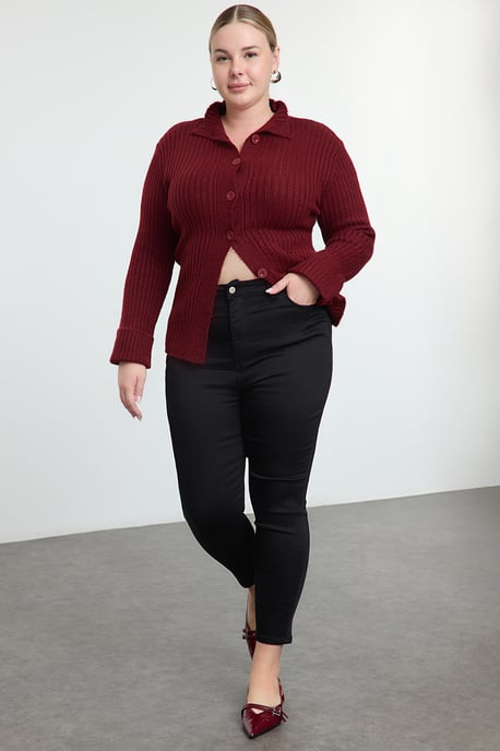 Trendyol Curve Damen Schwarz Einfarbig Skinny Hohe Taille Große Größen Jeans - Image 2