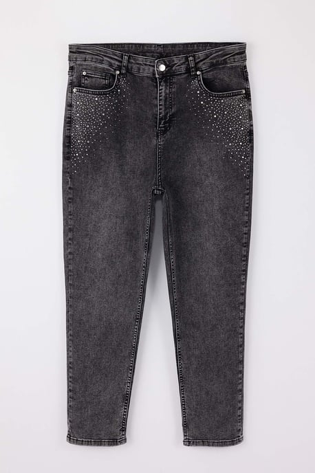 Trendyol Curve Damen Grau Einfarbig Skinny Hohe Taille Große Größen Jeans - Image 4