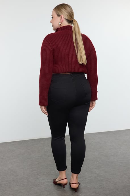 Trendyol Curve Damen Schwarz Einfarbig Skinny Hohe Taille Große Größen Jeans - Image 5
