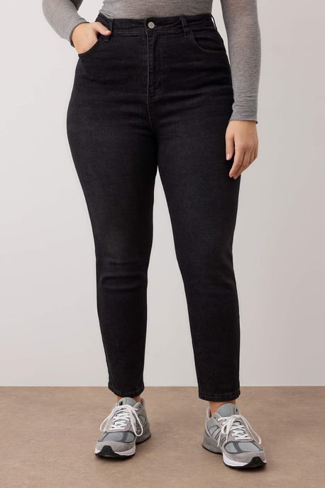 Trendyol Curve Damen Grau Einfarbig Skinny Hohe Taille Große Größen Jeans - Image 2