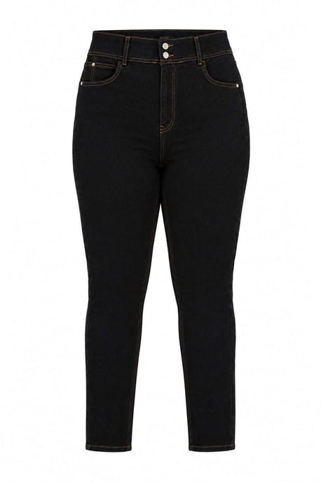 Trendyol Curve Damen Schwarz Einfarbig Skinny Normale Taille Große Größen Jeans - Image 1