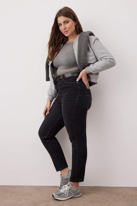 Trendyol Curve Damen Grau Einfarbig Skinny Hohe Taille Große Größen Jeans - Image 6
